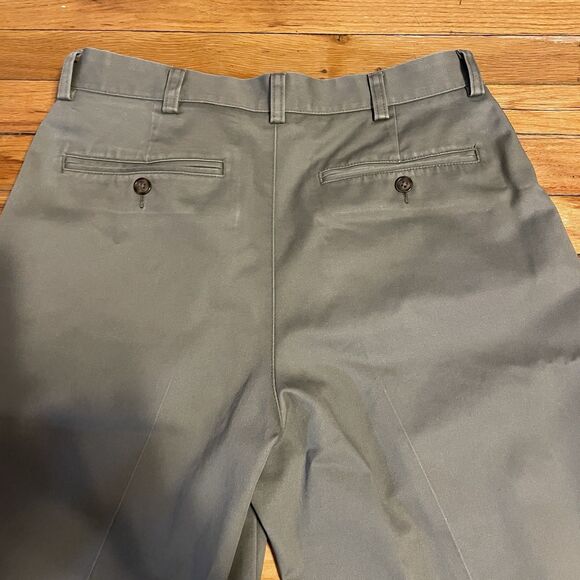 LL Bean Double L Wrinkle Free Chinos Classic Fit Plain Front Green Mens 32x32 - Picture 7 of 7